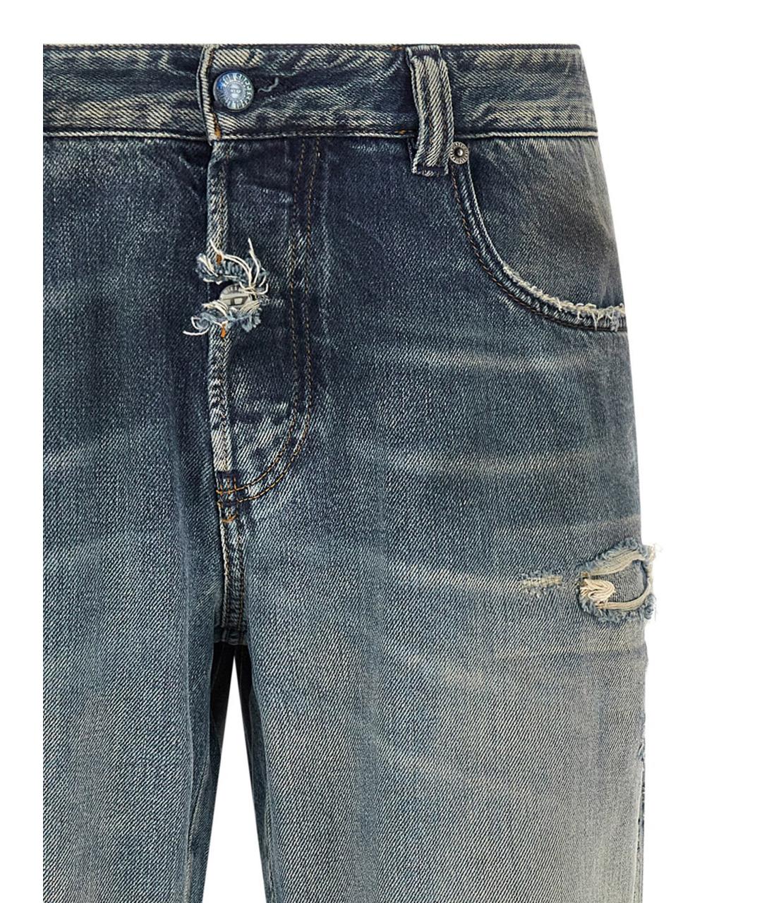 DIESEL Голубые хлопковые прямые джинсы, фото 3