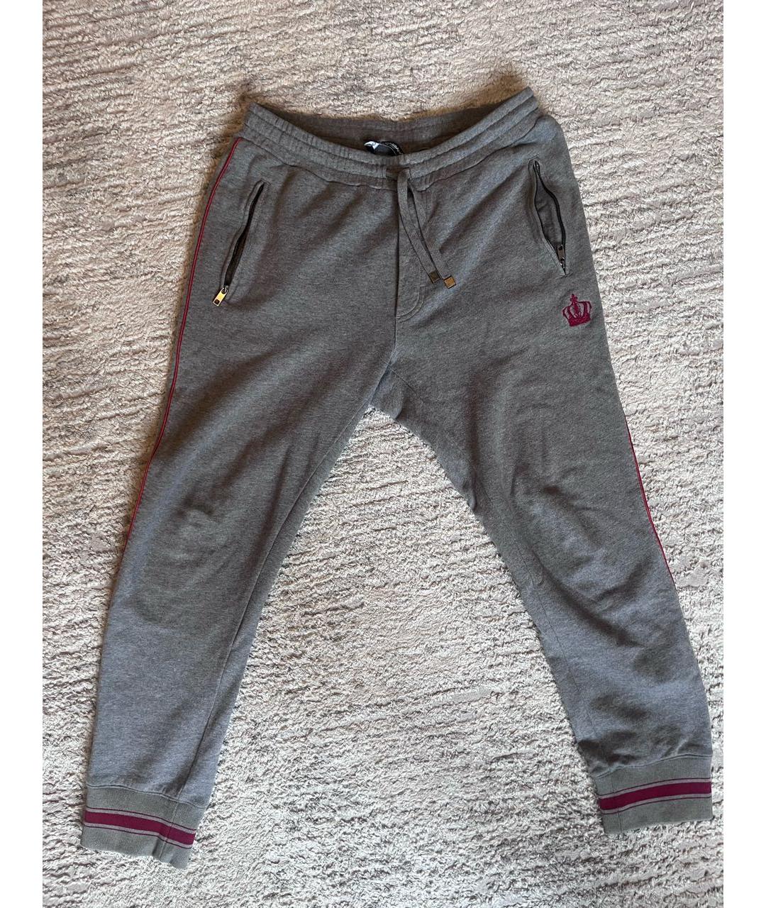 DOLCE&GABBANA Серые хлопковые повседневные брюки, фото 5