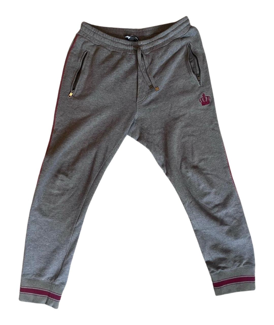 DOLCE&GABBANA Серые хлопковые повседневные брюки, фото 1