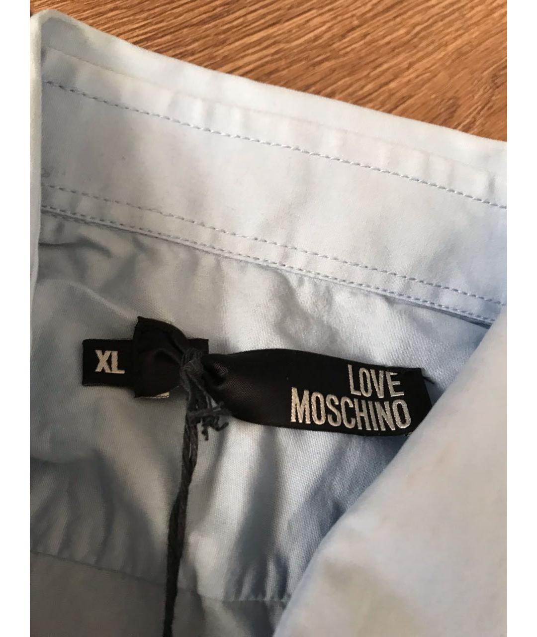 LOVE MOSCHINO Голубая хлопковая кэжуал рубашка, фото 3