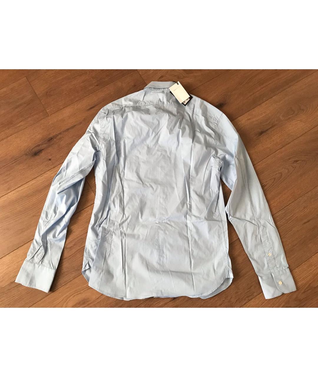 LOVE MOSCHINO Голубая хлопковая кэжуал рубашка, фото 6