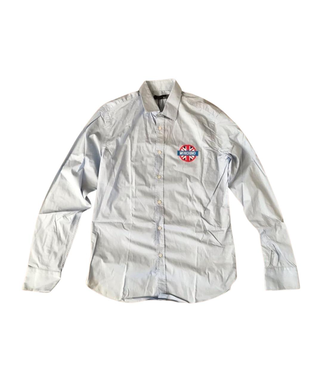 LOVE MOSCHINO Голубая хлопковая кэжуал рубашка, фото 1