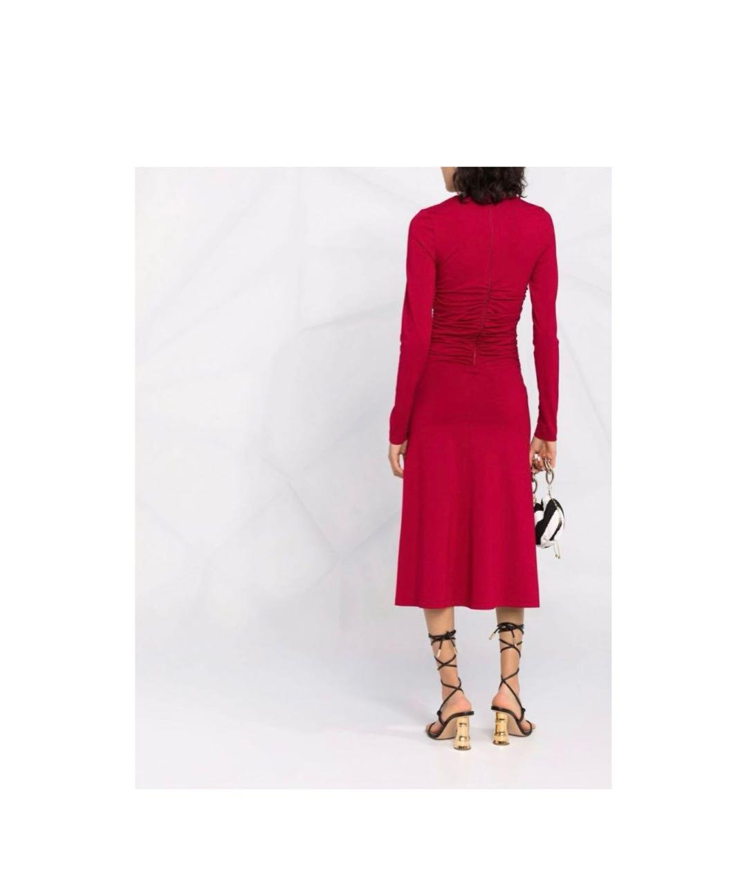 PINKO Бордовое вискозное коктейльное платье, фото 4