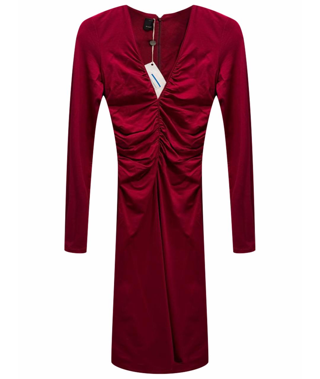 PINKO Бордовое вискозное коктейльное платье, фото 1