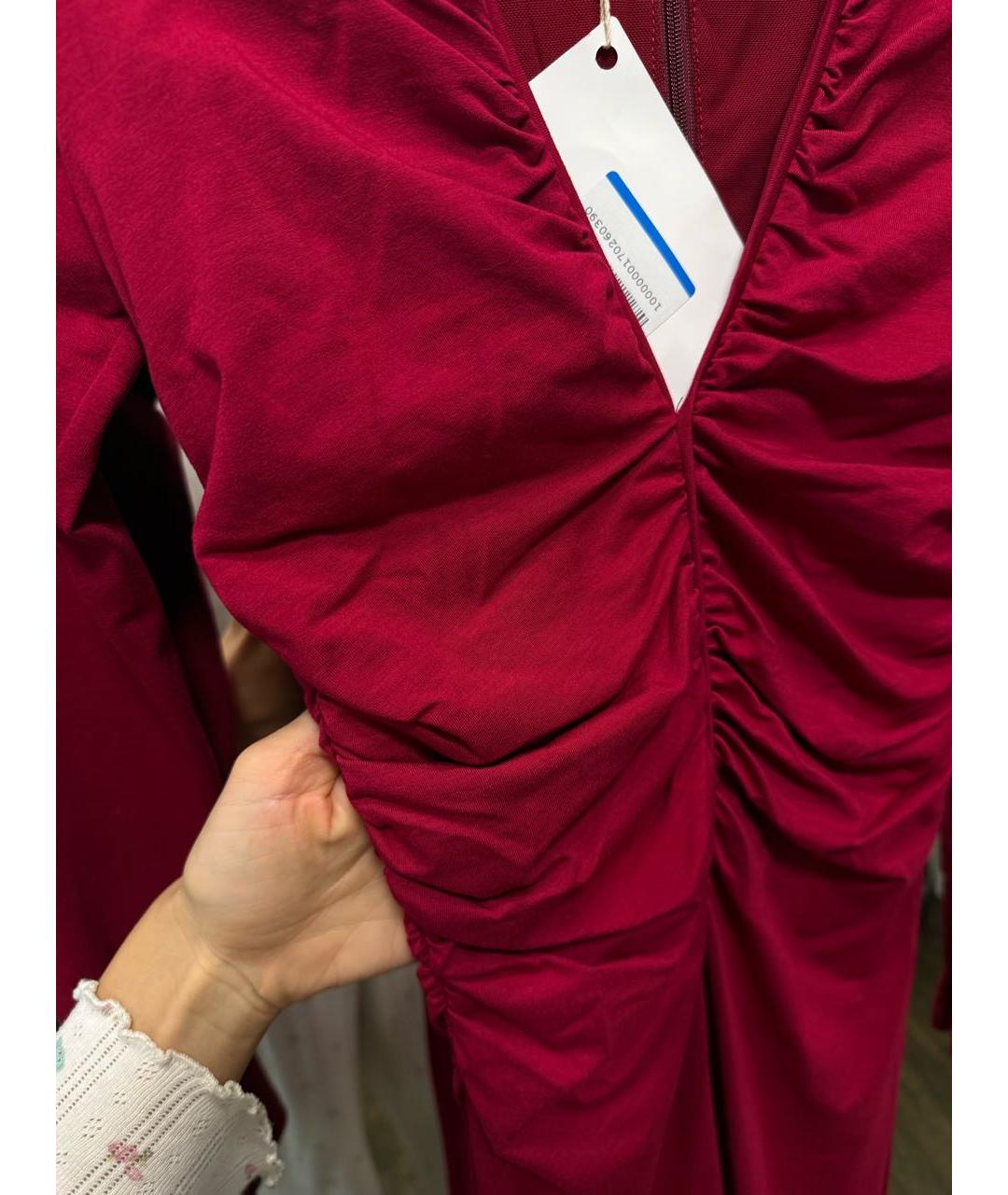 PINKO Бордовое вискозное коктейльное платье, фото 7