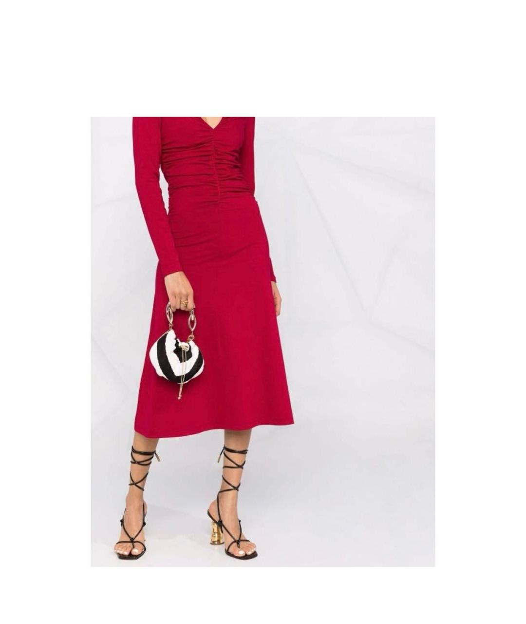 PINKO Бордовое вискозное коктейльное платье, фото 3