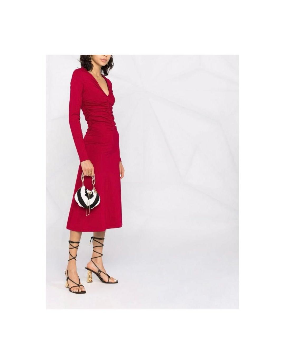 PINKO Бордовое вискозное коктейльное платье, фото 2