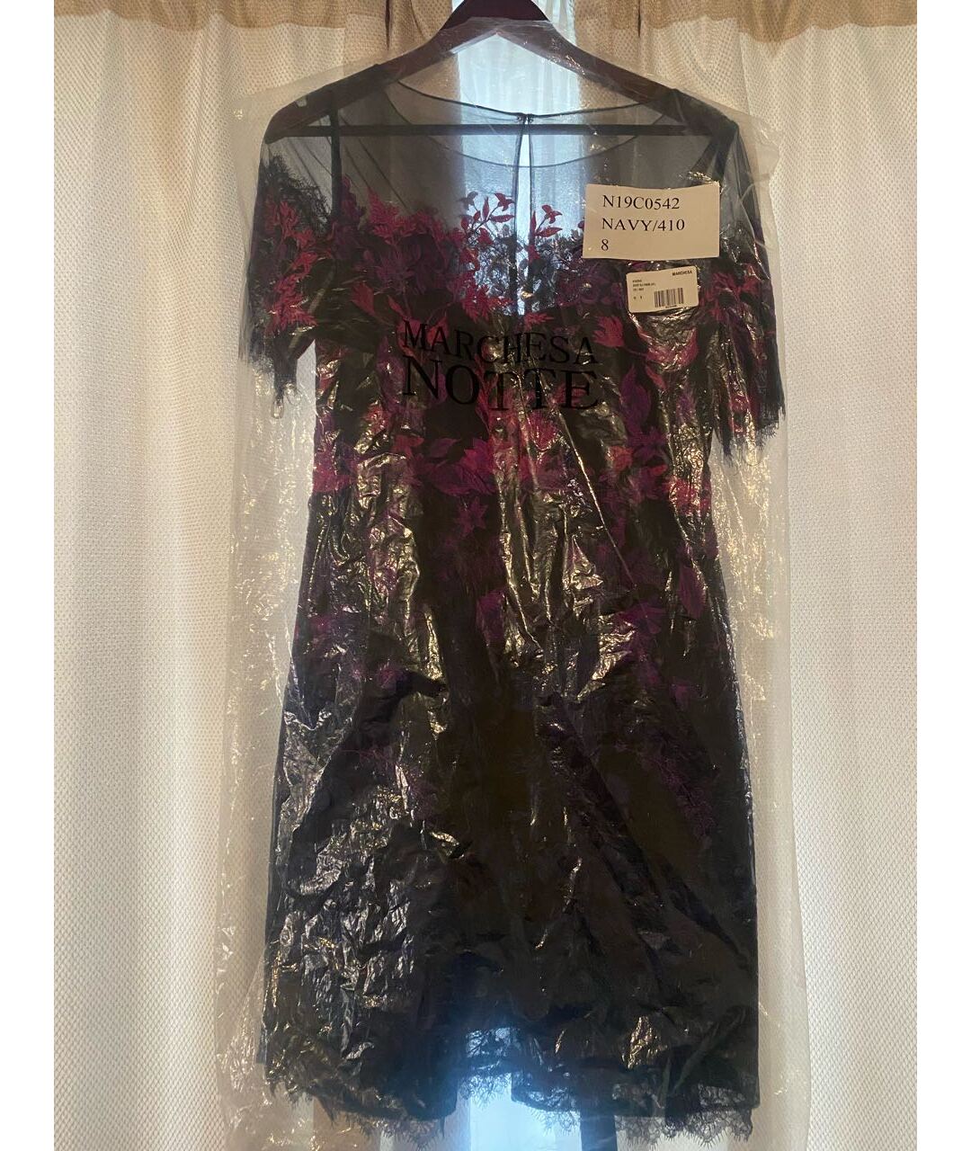 MARCHESA NOTTE Фиолетовое полиэстеровое вечернее платье, фото 3