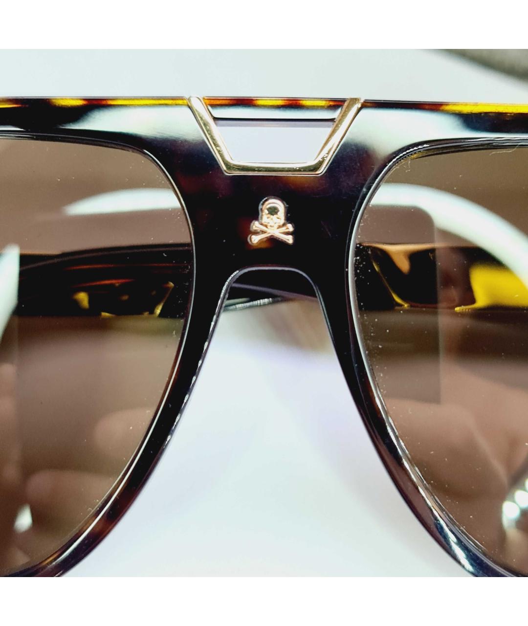 PHILIPP PLEIN Коричневые пластиковые солнцезащитные очки, фото 2