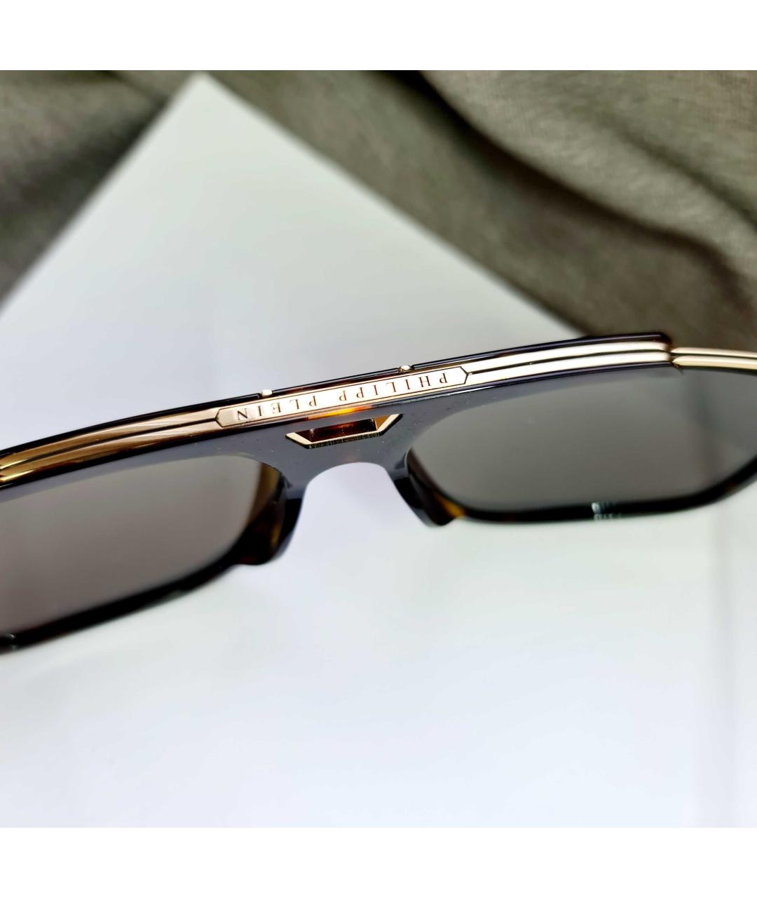 PHILIPP PLEIN Коричневые пластиковые солнцезащитные очки, фото 7