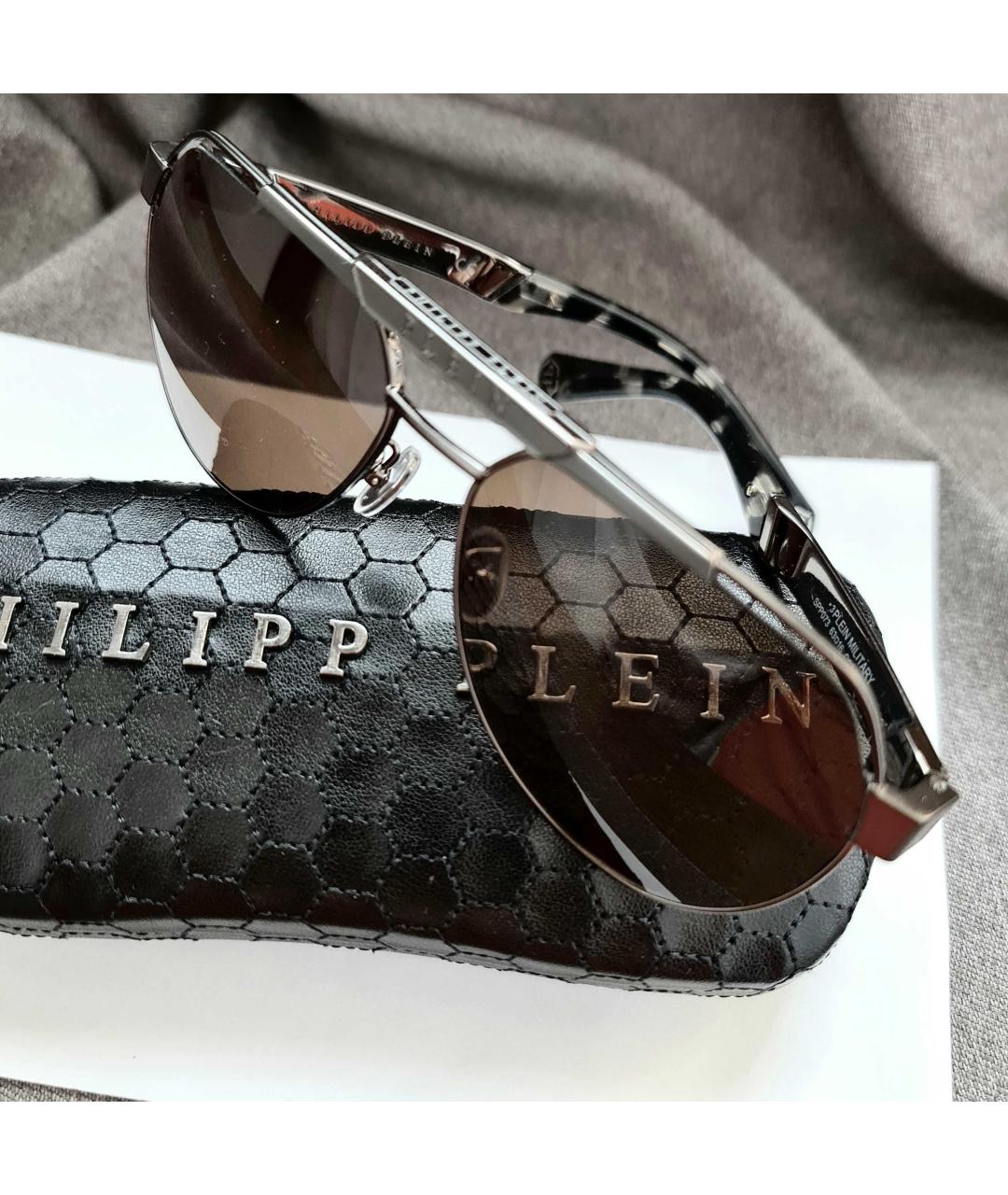 PHILIPP PLEIN Коричневые пластиковые солнцезащитные очки, фото 8