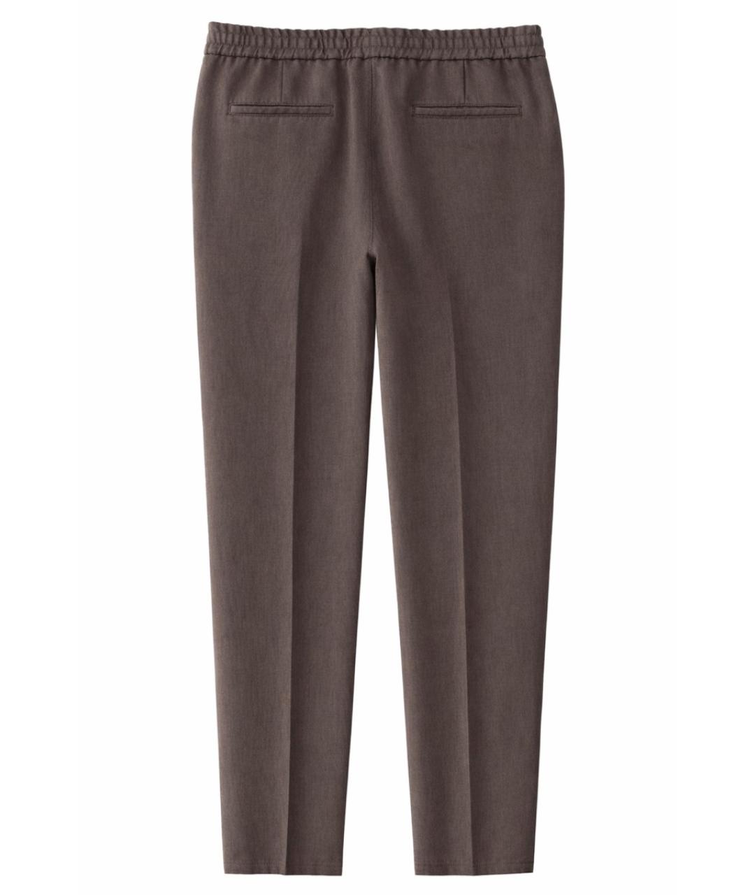 BRUNELLO CUCINELLI Коричневые льняные повседневные брюки, фото 2