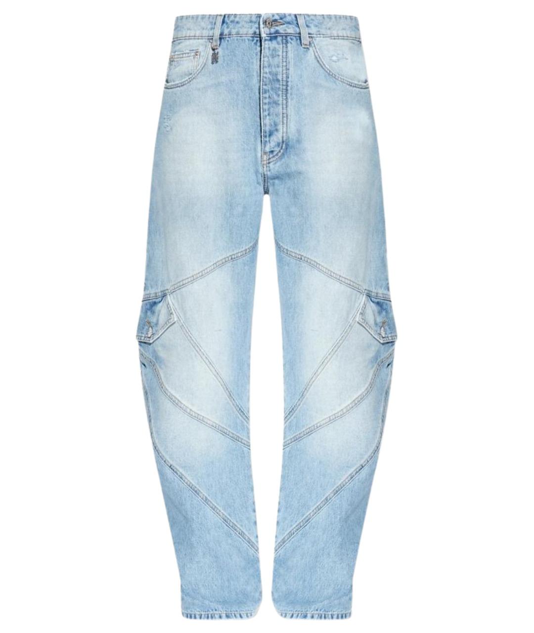 AMIRI Голубые хлопковые прямые джинсы, фото 1