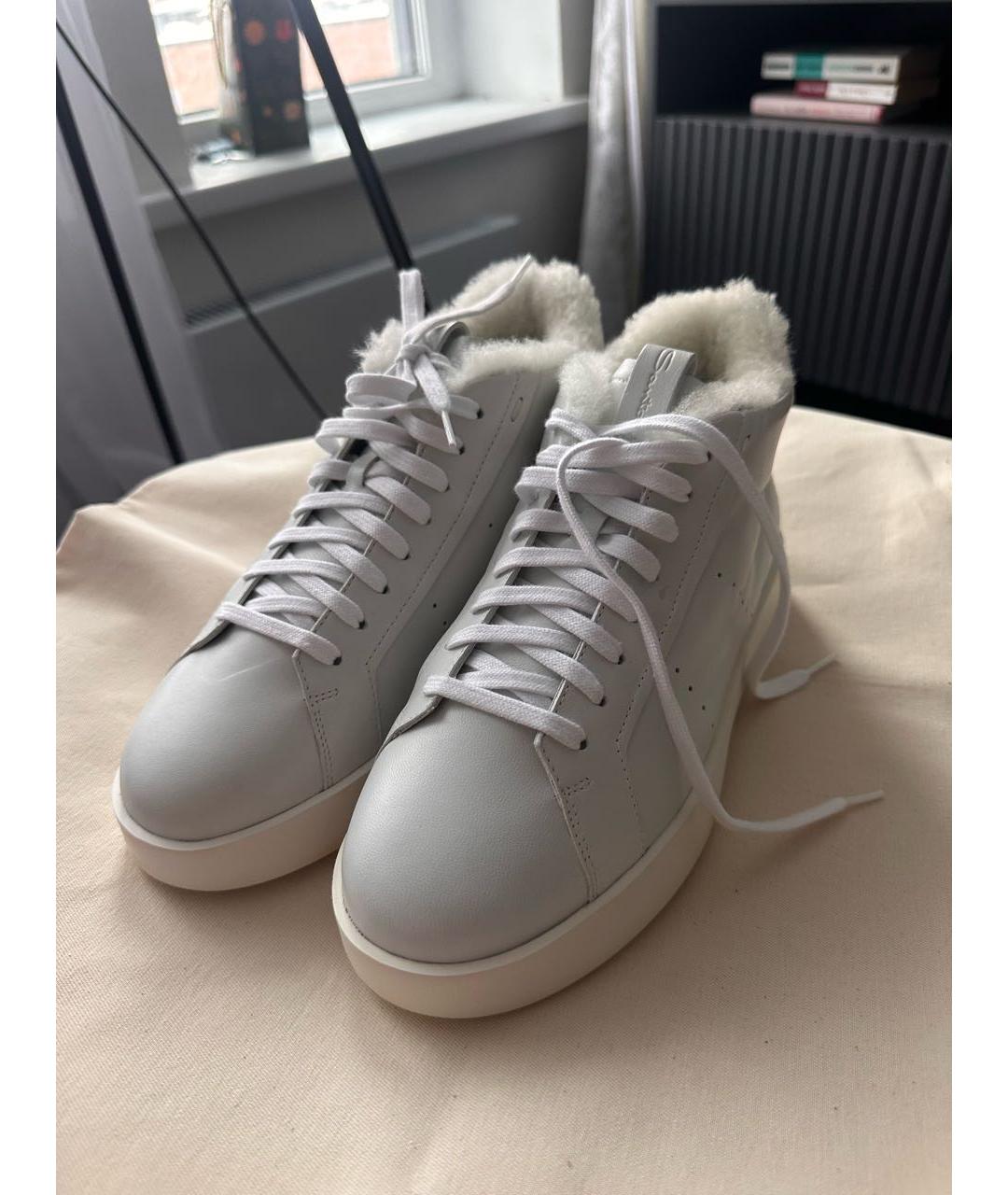 SANTONI Белые кожаные ботинки, фото 7