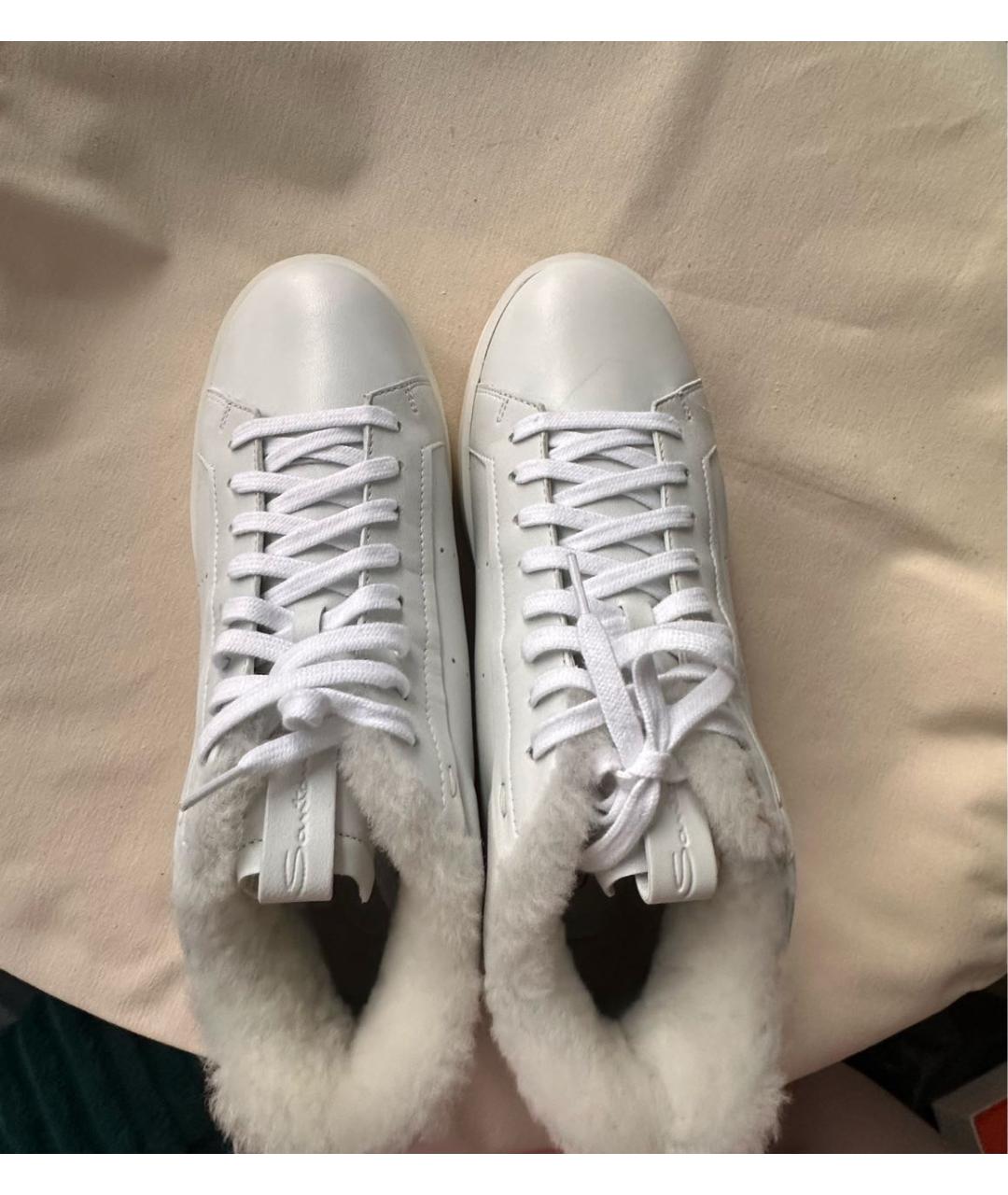 SANTONI Белые кожаные ботинки, фото 3