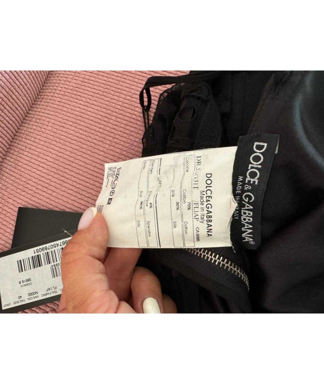 DOLCE&GABBANA Черный хлопковый сарафан, фото 4