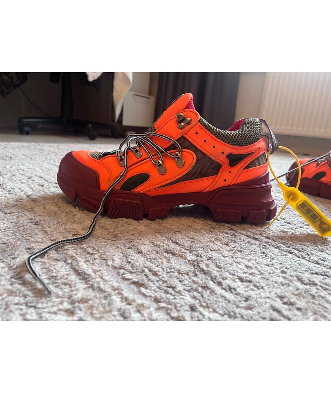 GUCCI Оранжевое текстильные низкие кроссовки / кеды, фото 5