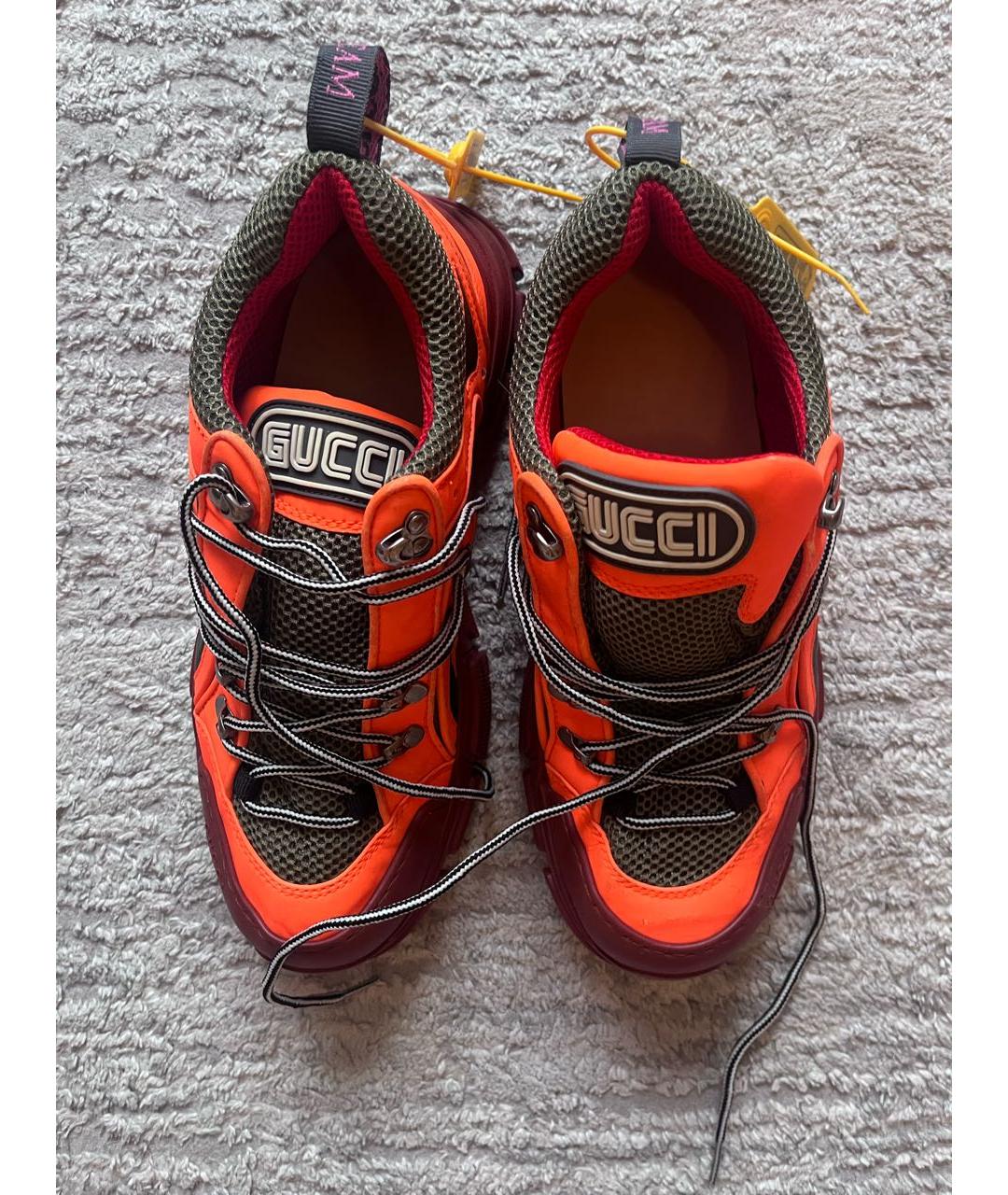 GUCCI Оранжевое текстильные низкие кроссовки / кеды, фото 3