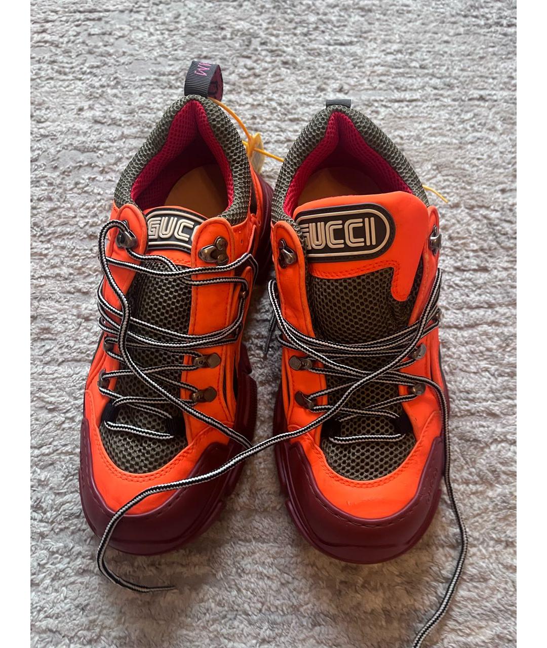 GUCCI Оранжевое текстильные низкие кроссовки / кеды, фото 2