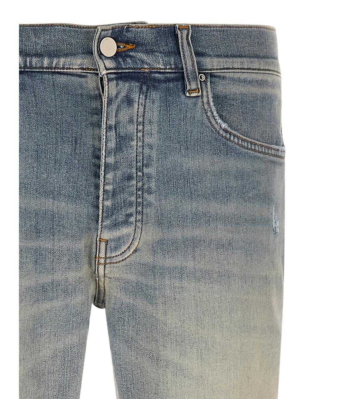 AMIRI Голубые хлопковые джинсы скинни, фото 3