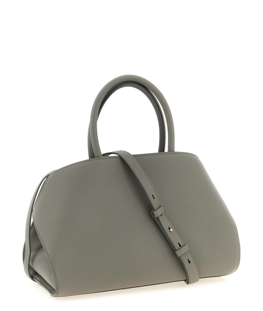 FERRAGAMO Серая кожаная сумка с короткими ручками, фото 2