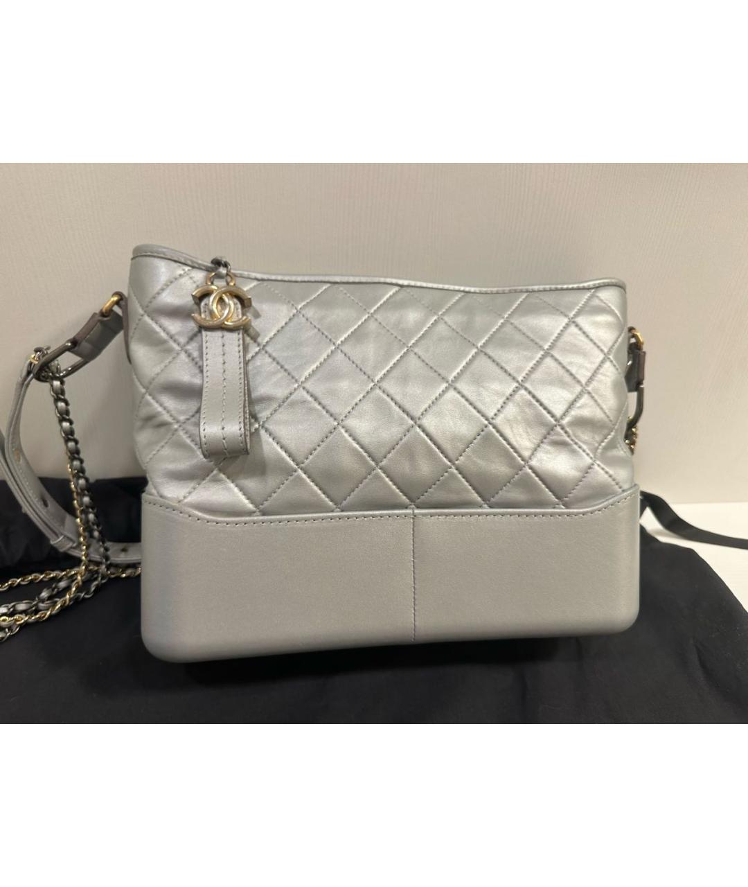 CHANEL Серебряная кожаная сумка через плечо, фото 2