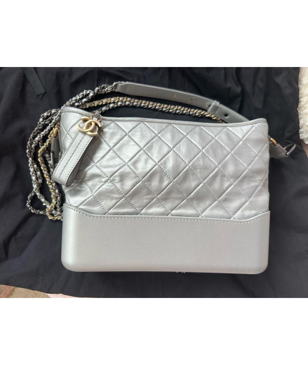 CHANEL Серебряная кожаная сумка через плечо, фото 3