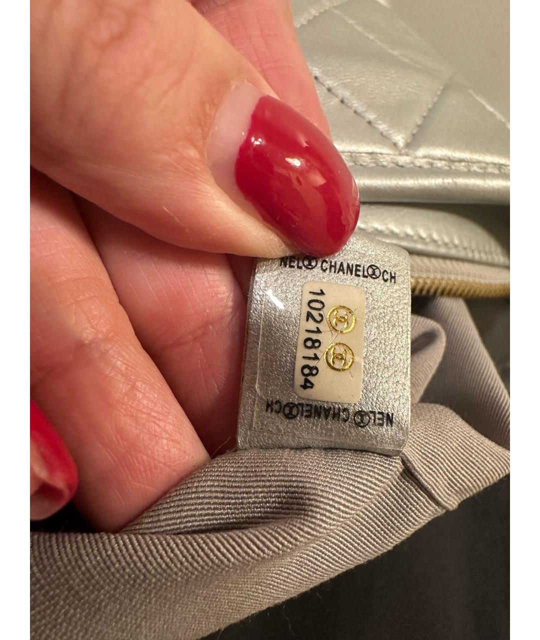 CHANEL Серебряная кожаная сумка через плечо, фото 5