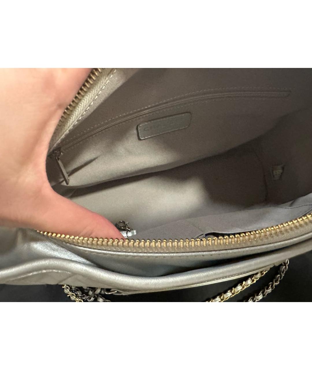 CHANEL Серебряная кожаная сумка через плечо, фото 4