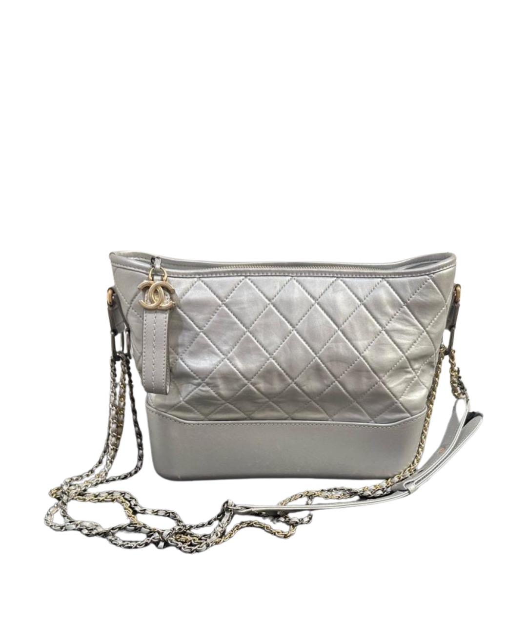 CHANEL Серебряная кожаная сумка через плечо, фото 1