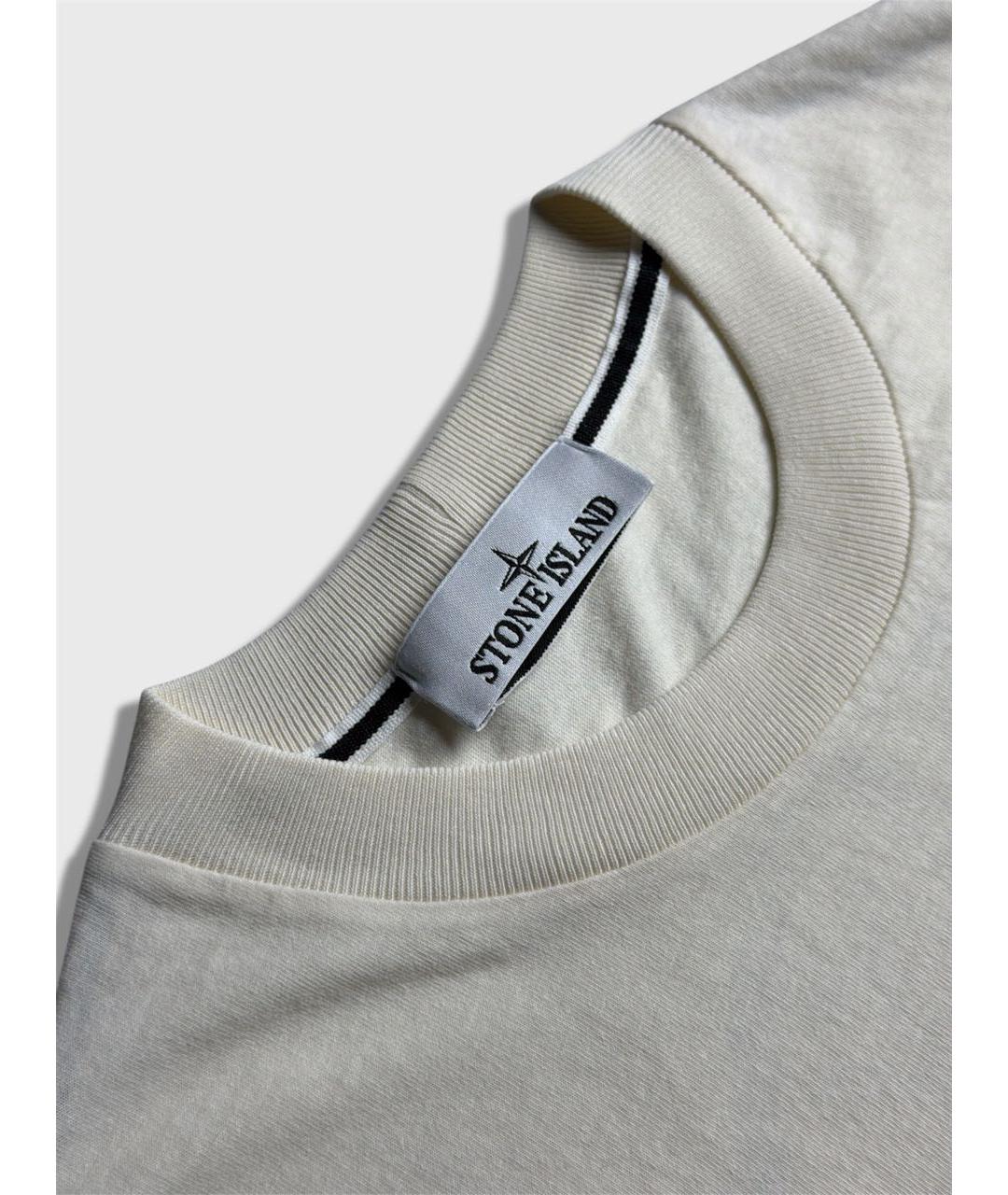 STONE ISLAND Бежевая хлопковая футболка, фото 3