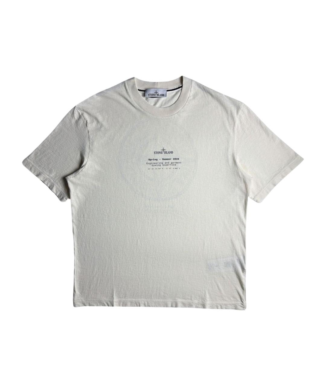 STONE ISLAND Бежевая хлопковая футболка, фото 1