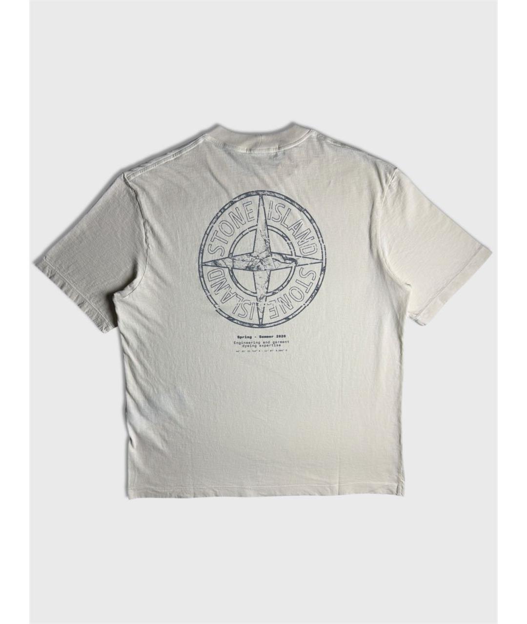 STONE ISLAND Бежевая хлопковая футболка, фото 2