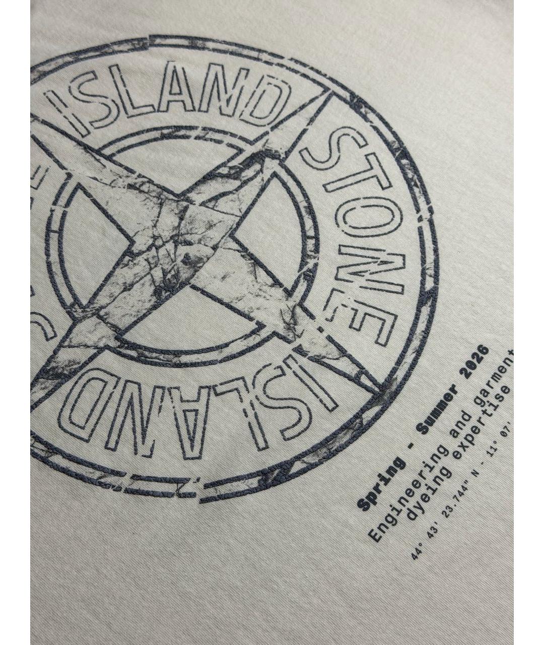STONE ISLAND Бежевая хлопковая футболка, фото 5