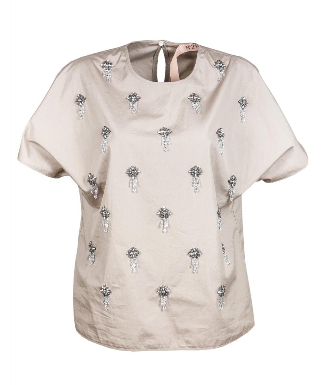 NO. 21 Бежевая хлопковая блузы, фото 1