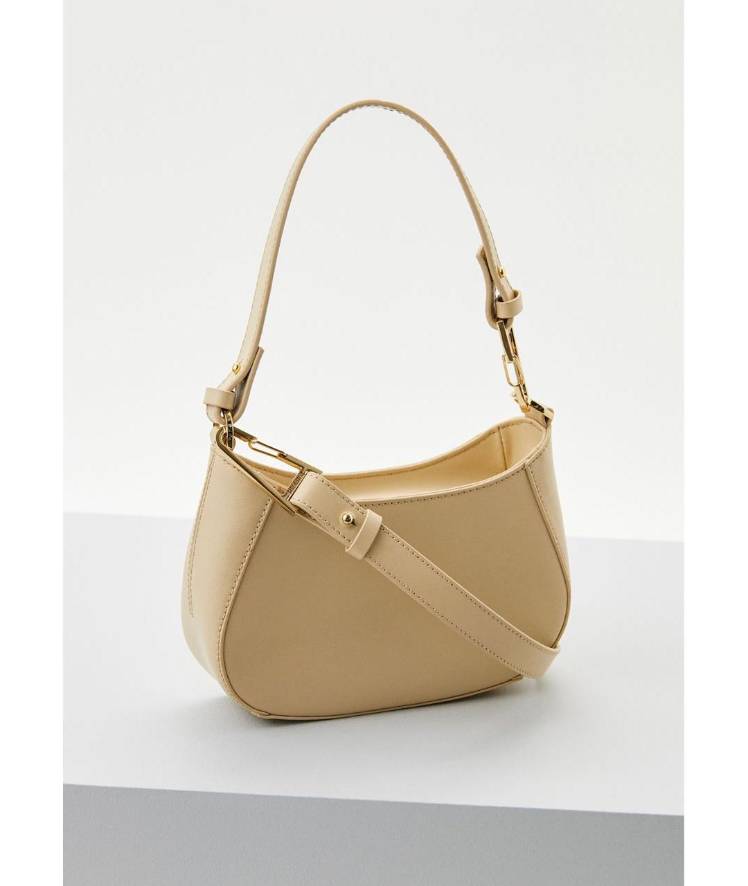 PATRIZIA PEPE Бежевая кожаная сумка через плечо, фото 2