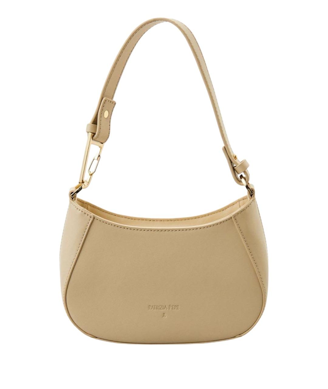 PATRIZIA PEPE Бежевая кожаная сумка через плечо, фото 1