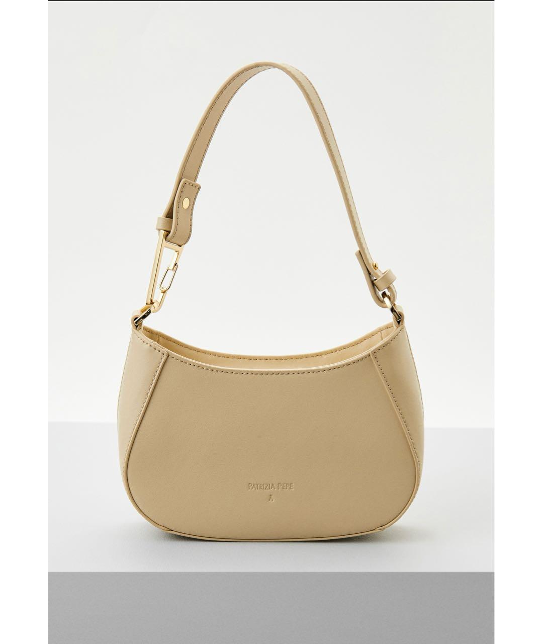 PATRIZIA PEPE Бежевая кожаная сумка через плечо, фото 9