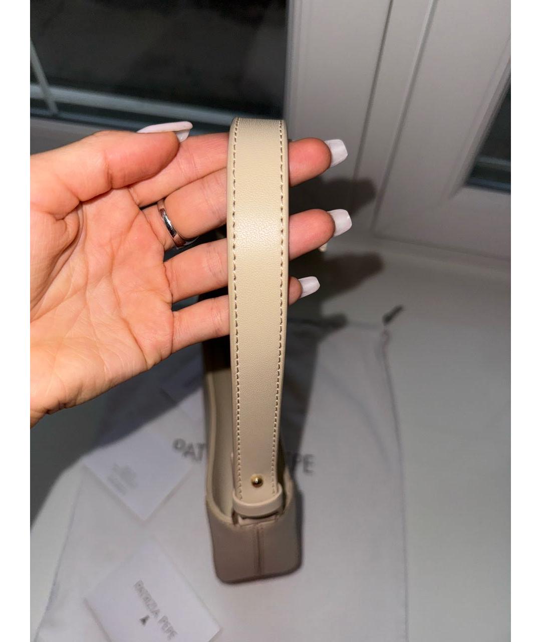 PATRIZIA PEPE Бежевая кожаная сумка через плечо, фото 6