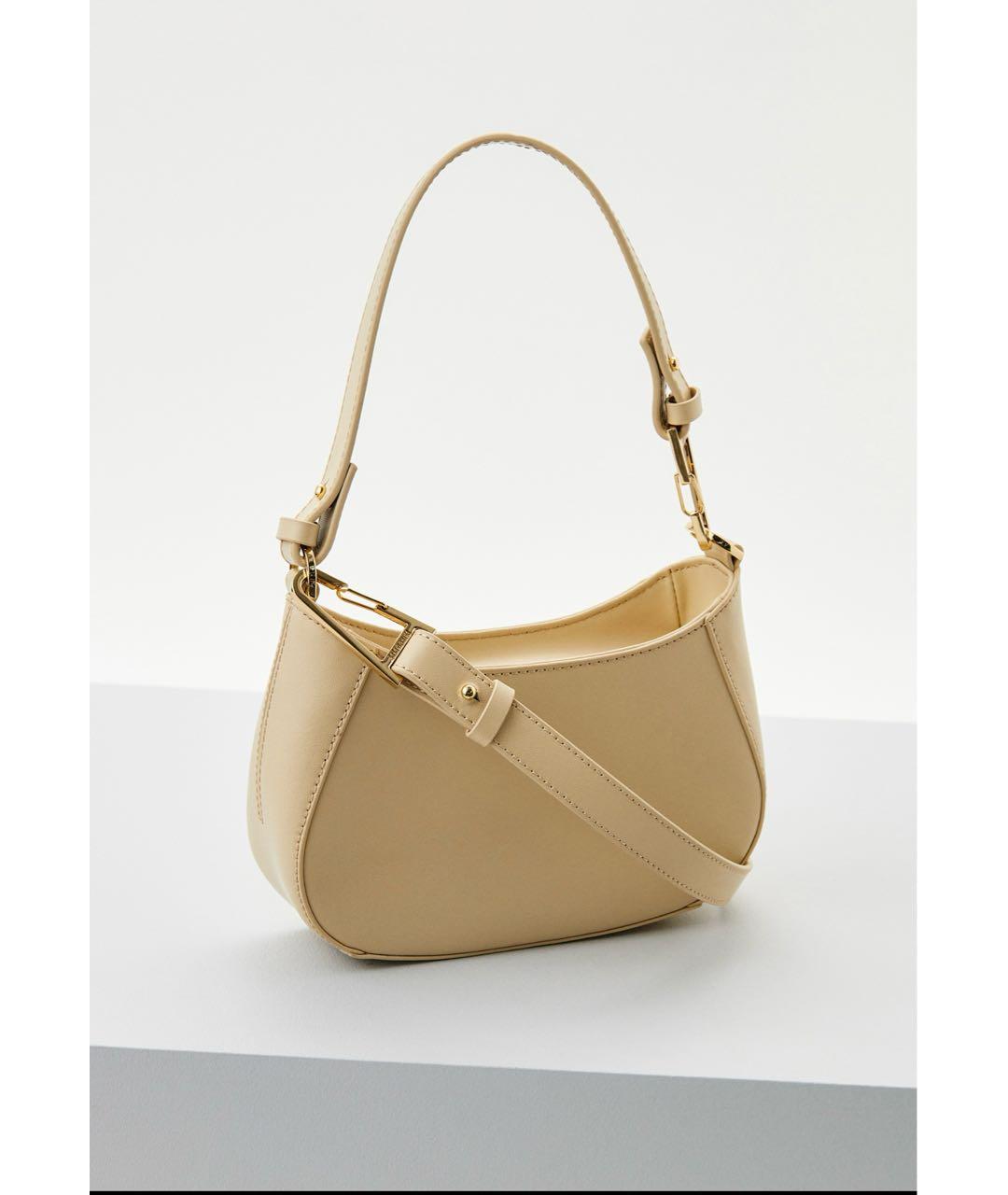 PATRIZIA PEPE Бежевая кожаная сумка через плечо, фото 3