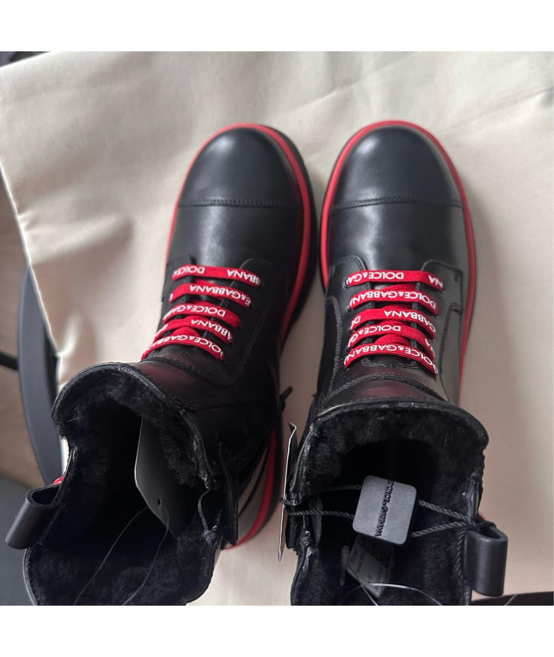 DOLCE&GABBANA Черные кожаные ботинки, фото 3