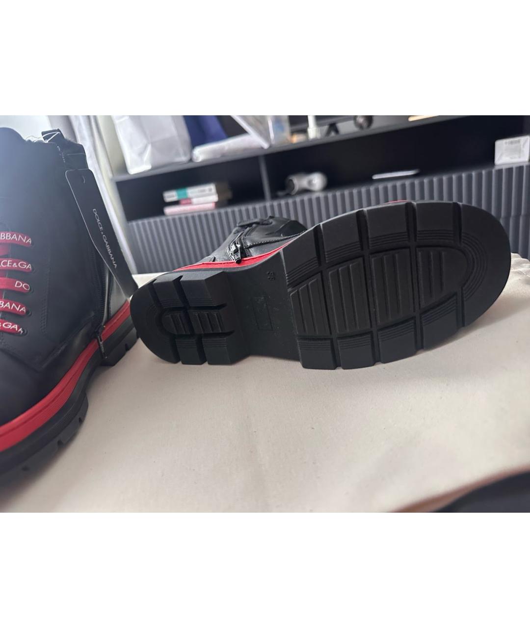 DOLCE&GABBANA Черные кожаные ботинки, фото 5