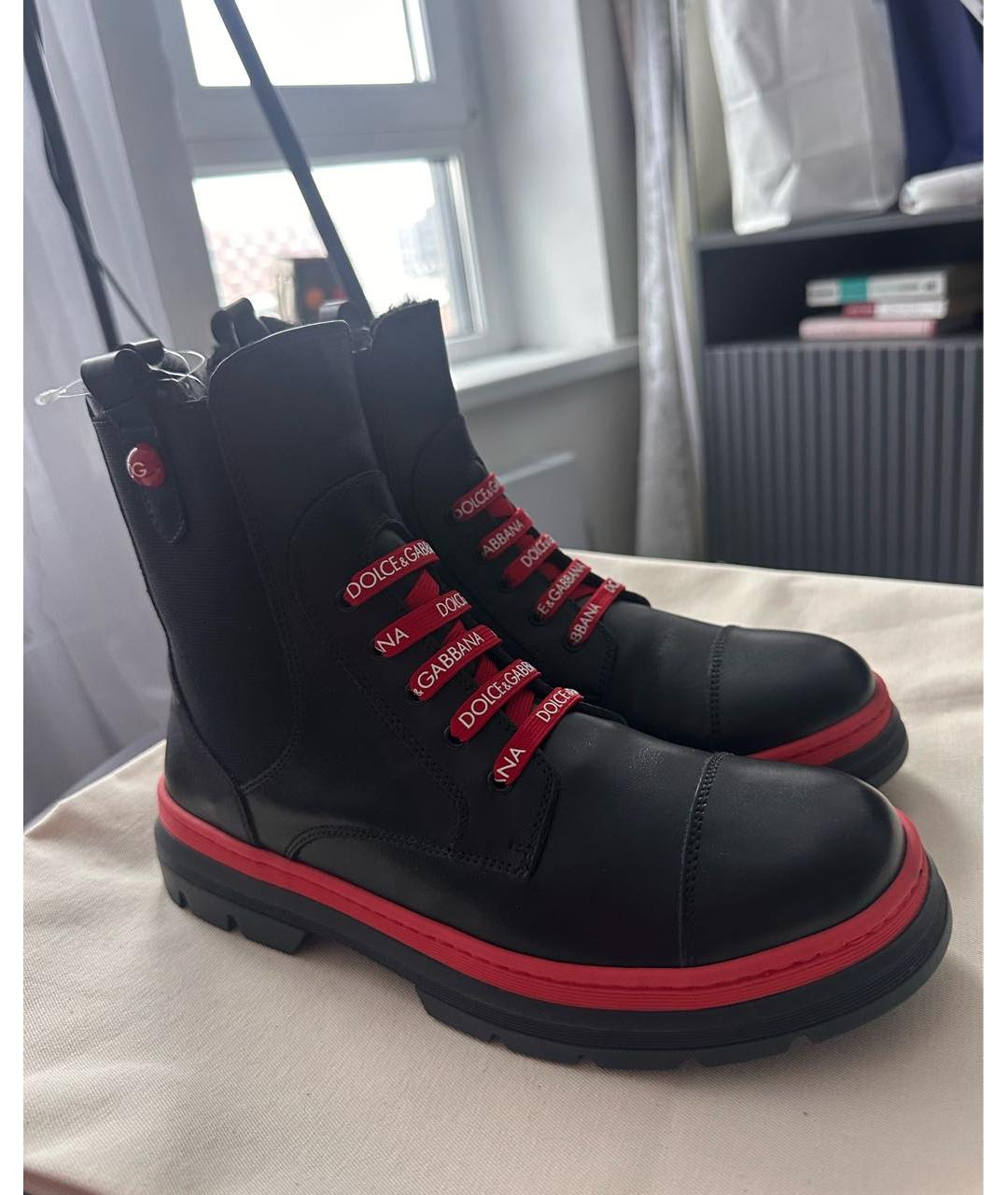 DOLCE&GABBANA Черные кожаные ботинки, фото 8