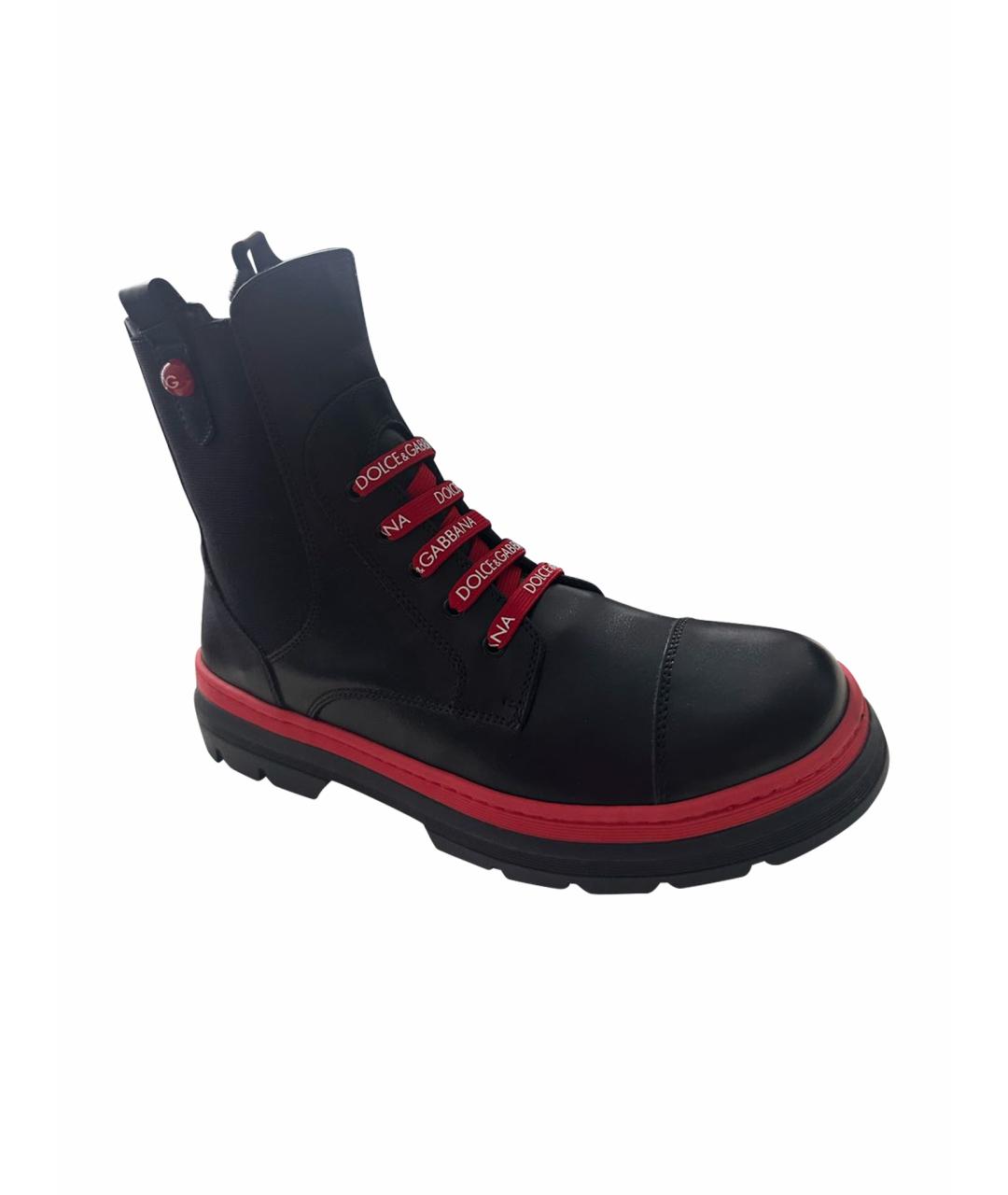 DOLCE&GABBANA Черные кожаные ботинки, фото 1