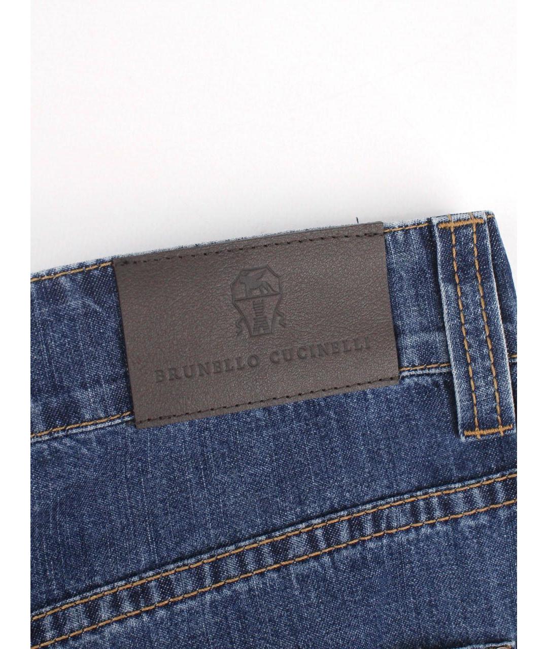 BRUNELLO CUCINELLI Синие хлопковые прямые джинсы, фото 3