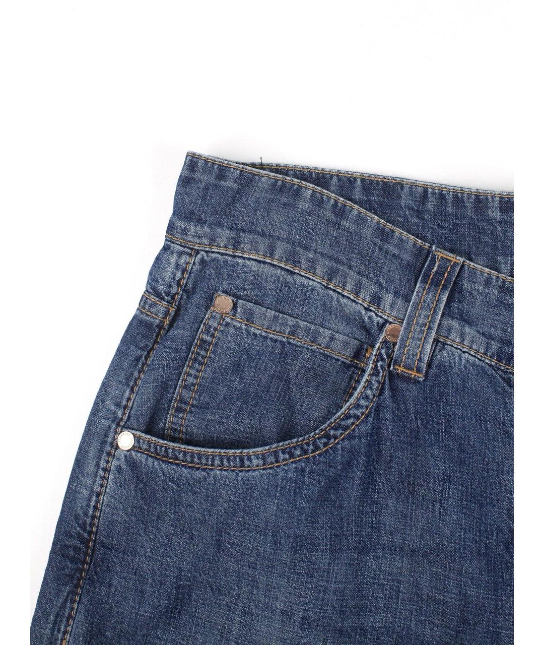 BRUNELLO CUCINELLI Синие хлопковые прямые джинсы, фото 5