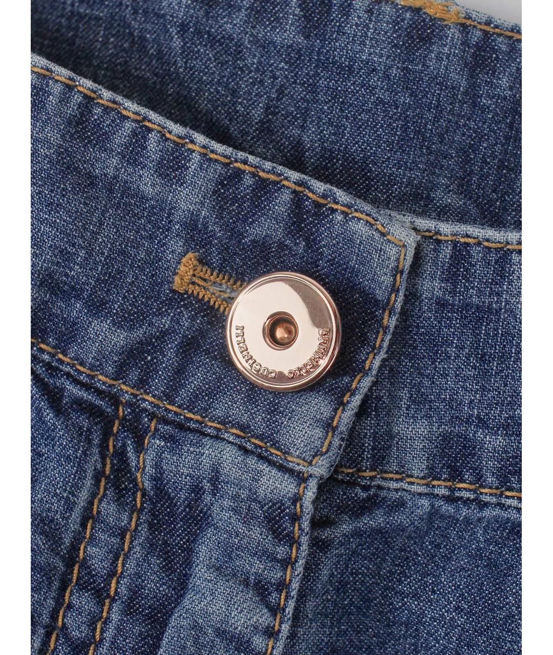 BRUNELLO CUCINELLI Синие хлопковые прямые джинсы, фото 4