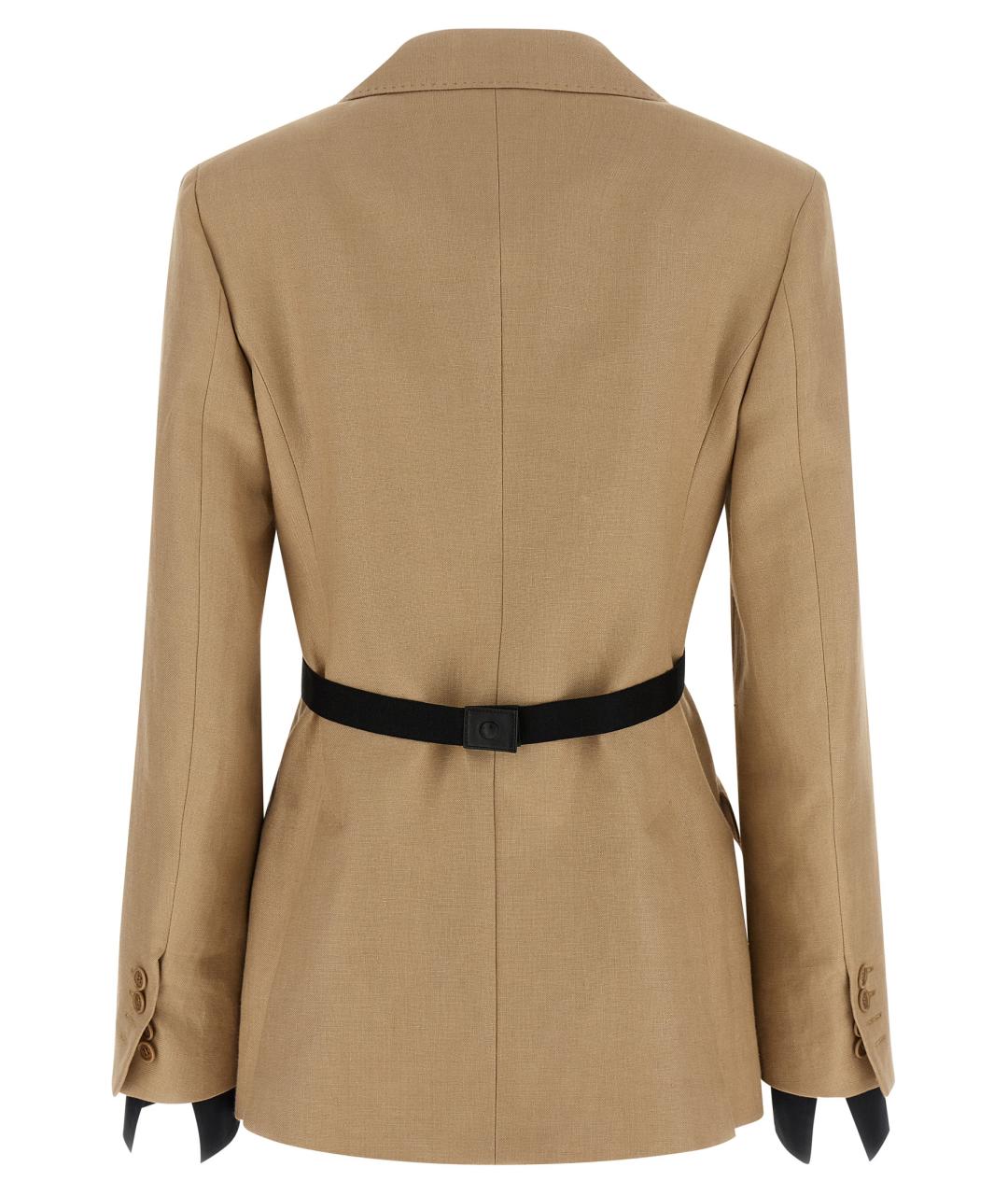 MAX MARA Бежевый льняной жакет/пиджак, фото 2