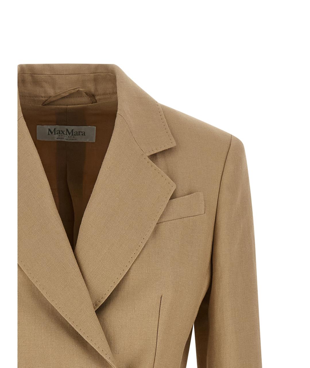 MAX MARA Бежевый льняной жакет/пиджак, фото 3