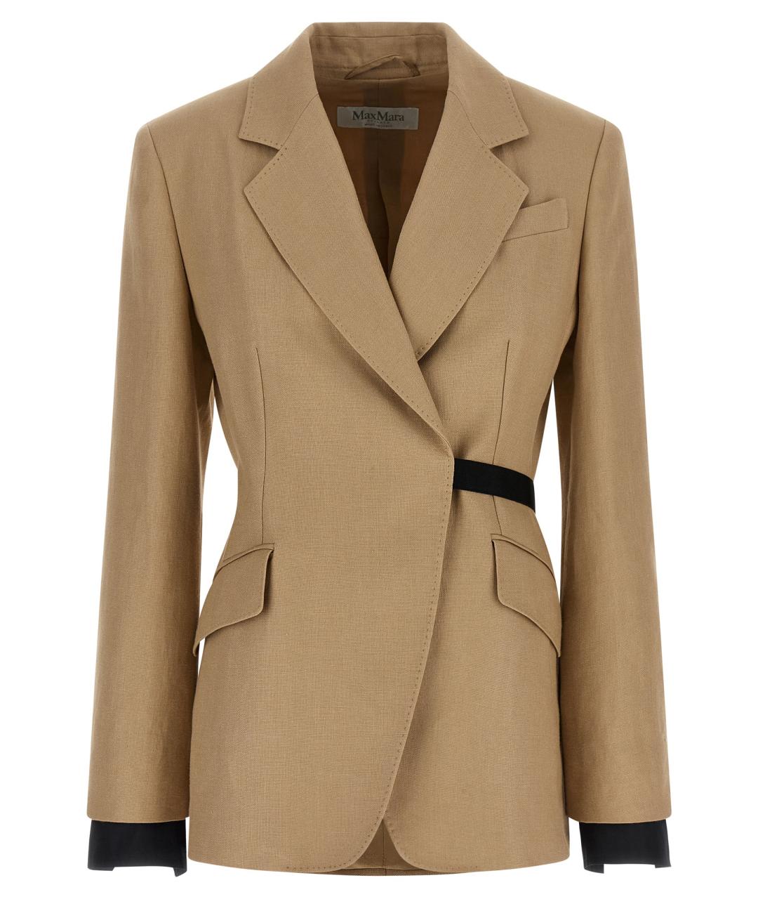 MAX MARA Бежевый льняной жакет/пиджак, фото 1